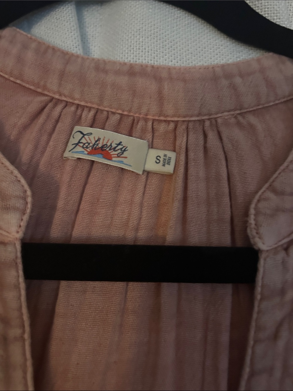 Faherty Dusty Rose Tiered Cotton Gauze Dress - Picture 2 of 3